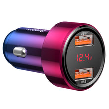 Заредете изображение във визуализатора на галерията – Baseus Magic Series Dual QC Car Charger with digital display 2x USB QC3.0 45W 6A Red (CCMLC20A-09) - TopMag
