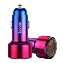 Заредете изображение във визуализатора на галерията – Baseus Magic Series Dual QC Car Charger with digital display 2x USB QC3.0 45W 6A Red (CCMLC20A-09) - TopMag
