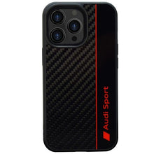 Заредете изображение във визуализатора на галерията – Original Case AUDI hardcase Carbon Fiber Stripe AUS-TPUPCIP13PM-R8/D1-BK for Iphone 13 Pro Max black
