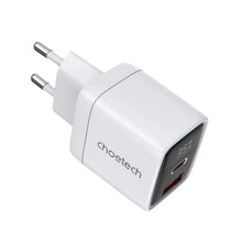 Заредете изображение във визуализатора на галерията – Choetech PD6052 USB-C USB-A PD 35W GaN wall charger with display - white
