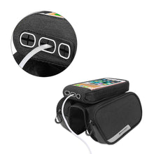 Заредете изображение във визуализатора на галерията – Wozinsky frame bike bag + detachable phone cover up to 6.5 "1.5l black (WBB7BK) - TopMag
