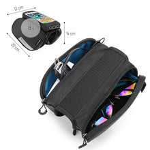 Заредете изображение във визуализатора на галерията – Wozinsky frame bike bag + detachable phone cover up to 6.5 "1.5l black (WBB7BK) - TopMag
