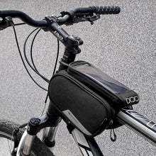 Заредете изображение във визуализатора на галерията – Wozinsky frame bike bag + detachable phone cover up to 6.5 "1.5l black (WBB7BK) - TopMag

