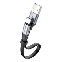 Заредете изображение във визуализатора на галерията – Baseus Simple flat cable USB / USB Type C SuperCharge 5A 40W Quick Charge 3.0 QC 3.0 23cm gray (CATMBJ-BG1) - TopMag
