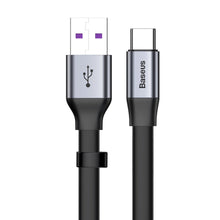 Заредете изображение във визуализатора на галерията – Baseus Simple flat cable USB / USB Type C SuperCharge 5A 40W Quick Charge 3.0 QC 3.0 23cm gray (CATMBJ-BG1) - TopMag
