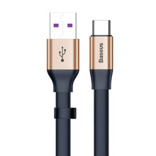 Заредете изображение във визуализатора на галерията – Baseus Simple HW Quick Charge Charging Data Cable USB For Type-C 5A 40W 23cm gold (CATMBJ-BV3) - TopMag
