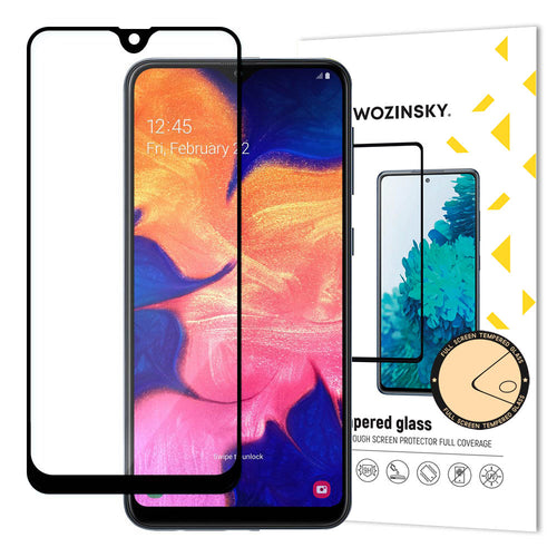 Wozinsky Tempered Glass Full Glue Super Tough Screen Protector Full Coveraged with Frame Case Friendly for Samsung Galaxy A10 black - TopMag