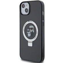 Заредете изображение във визуализатора на галерията – Karl Lagerfeld Ring Stand Karl&amp;Choupette MagSafe case for iPhone 14 / 15 / 13 - black
