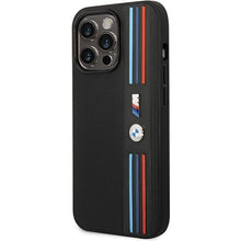 Заредете изображение във визуализатора на галерията – Case BMW BMHCP14X22PPMK iPhone 14 Pro Max 6.7" black/black Tricolor M Collection
