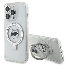 Заредете изображение във визуализатора на галерията – Original Pouch KARL LAGERFELD Ring Stand Choupette Head MagSafe KLHMP15XHMRSCHH for Iphone 15 Pro Max White
