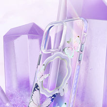 Заредете изображение във визуализатора на галерията – Kingxbar Butterfly Series magnetic case for iPhone 14 MagSafe case with butterflies purple
