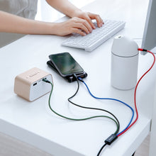 Заредете изображение във визуализатора на галерията – Baseus cable USB 4in1 cable, 2x Lightning / USB Type C / micro USB, nylon braided 3.5A 1.2m black (CA1T4-A01) - TopMag
