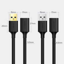 Заредете изображение във визуализатора на галерията – Ugreen cable extension cord adapter USB 3.0 (female) - USB 3.0 (male) 1m black (10368)
