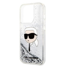 Заредете изображение във визуализатора на галерията – Original Pouch KARL LAGERFELD Glitter Karl Head KLHCP14XLNCHCS for Iphone 14 Pro Max silver
