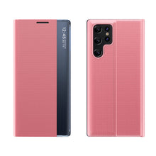 Заредете изображение във визуализатора на галерията – New Sleep Case case for Samsung Galaxy S23 Ultra cover with flip stand pink
