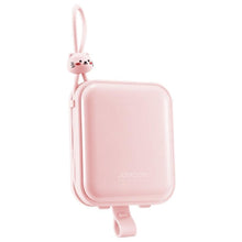 Заредете изображение във визуализатора на галерията – Joyroom power bank with USB C and Lightning cables and stand Cutie Series 10000mAh 22.5W pink (JR-L008)
