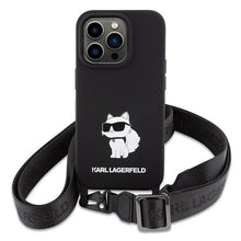 Заредете изображение във визуализатора на галерията – Karl Lagerfeld KLHCP15XSCBSCNK iPhone 15 Pro Max 6.7" hardcase black/black Crossbody Silicone Choupette
