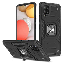 Заредете изображение във визуализатора на галерията – Wozinsky Ring Armor Case Kickstand Tough Rugged Cover for Samsung Galaxy A42 5G black

