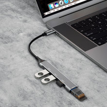 Заредете изображение във визуализатора на галерията – Dudao HUB 4in1 USB-C - 4x USB-A (3 x USB2.0 / USB3.0) 6.3cm black (A16T)
