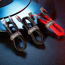 Заредете изображение във визуализатора на галерията – Baseus Cafule Cable durable nylon cable USB / micro USB 2A 3M black-red (CAMKLF-H91) - TopMag
