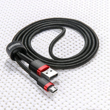 Заредете изображение във визуализатора на галерията – Baseus Cafule Cable durable nylon cable USB / micro USB 2A 3M black-red (CAMKLF-H91) - TopMag
