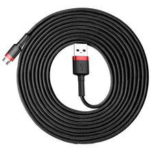 Заредете изображение във визуализатора на галерията – Baseus Cafule Cable durable nylon cable USB / micro USB 2A 3M black-red (CAMKLF-H91) - TopMag
