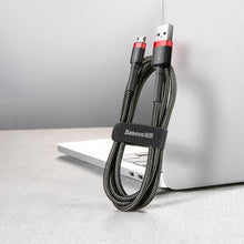 Заредете изображение във визуализатора на галерията – Baseus Cafule Cable durable nylon cable USB / micro USB 2A 3M black-red (CAMKLF-H91) - TopMag
