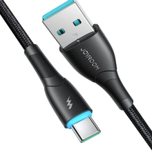 Заредете изображение във визуализатора на галерията – Joyroom Starry Series SA32-AC3 3A USB-A / USB-C cable 1m - black
