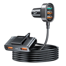 Заредете изображение във визуализатора на галерията – Joyroom fast car charger with extension cable 45W 5xUSB-A black (JR-CL03 Pro)
