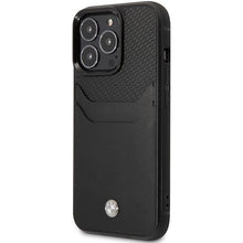 Заредете изображение във визуализатора на галерията – Case BMW BMHCP14L22RSEPK iPhone 14 Pro 6.1" black/black Leather Card Slot
