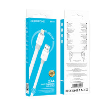 Заредете изображение във визуализатора на галерията – Borofone Cable BX89 Union - USB to Lightning - 2,4A 1 metre white-grey
