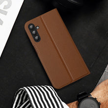 Заредете изображение във визуализатора на галерията – Dux Ducis Skin X2 case Samsung Galaxy A14 5G flip case wallet stand brown
