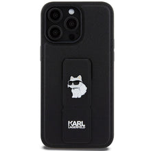 Заредете изображение във визуализатора на галерията – Original faceplate case KARL LAGERFELD KLHCP13LGSACHPK for iPhone 13 Pro (Gripstand Saffiano choupette PIN / black)
