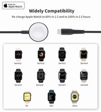 Заредете изображение във визуализатора на галерията – Choetech T319 MFI 5W wireless charger for Apple Watch + USB-C cable - black

