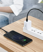 Заредете изображение във визуализатора на галерията – Baseus Cafule Cable Durable Nylon Braided Wire USB Type C PD / Lightning 18W QC3.0 1m black-grey (CATLKLF-G1) - TopMag

