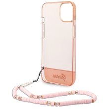 Заредете изображение във визуализатора на галерията – Original faceplate case guess guhcp14shgcohp for iphone 14 (iml electro cam w. strap translucent / pink)
