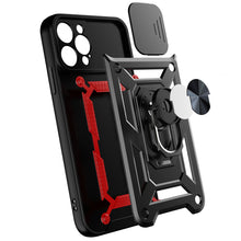 Заредете изображение във визуализатора на галерията – Hybrid Armor Camshield case for iPhone 13 Pro armored case with camera cover blue
