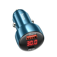 Заредете изображение във визуализатора на галерията – HOCO car charger USB QC 3.0 + Type C PD 48W Leader Z50 metal grey
