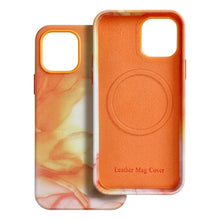 Заредете изображение във визуализатора на галерията – Leather Mag Cover for IPHONE 15 PRO MAX orange splash
