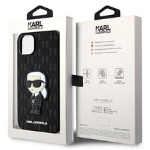 Заредете изображение във визуализатора на галерията – Original Pouch KARL LAGERFELD Saffiano Monogram Ikonik KLHCP14MSAKHPKK for Iphone 14 Plus Black
