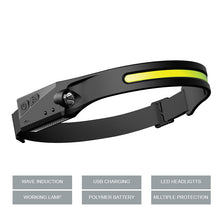 Заредете изображение във визуализатора на галерията – LED headlamp with IPX4 motion sensor USB-C 1200 mAh - black

