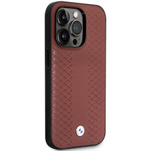 Заредете изображение във визуализатора на галерията – Case BMW BMHMP14X22RFGR iPhone 14 Pro Max 6.7" Burgundy/burgundy Leather Diamond Pattern MagSafe
