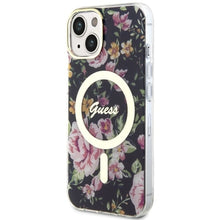 Заредете изображение във визуализатора на галерията – Original Case GUESS hardcase Flower MagSafe GUHMP14MHCFWSK for Iphone 14 Plus black
