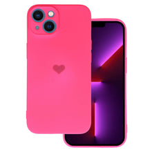 Заредете изображение във визуализатора на галерията – Vennus Silicone Heart Case for Iphone 14 Plus design 1 fuchsia
