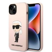 Заредете изображение във визуализатора на галерията – Karl Lagerfeld KLHMP14SSNIKBCP iPhone 14 6.1" hardcase pink/pink Silicone Ikonik Magsafe
