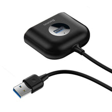 Заредете изображение във визуализатора на галерията – Baseus Square round 4 in 1 USB HUB Adapter (USB3.0 TO USB3.0 * 1 + USB2.0 * 3) 1m Black (CAHUB-AY01) - TopMag
