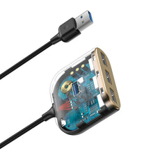 Заредете изображение във визуализатора на галерията – Baseus Square round 4 in 1 USB HUB Adapter (USB3.0 TO USB3.0 * 1 + USB2.0 * 3) 1m Black (CAHUB-AY01) - TopMag
