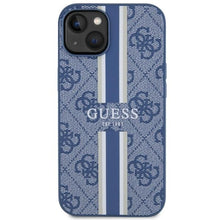 Заредете изображение във визуализатора на галерията – Guess GUHMP14SP4RPSB iPhone 14 6.1" blue/blue hardcase 4G Printed Stripes MagSafe
