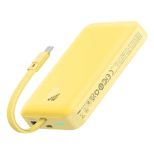 Заредете изображение във визуализатора на галерията – Baseus Magnetic Mini MagSafe 10000mAh 30W powerbank with built-in Lightning cable - yellow + Baseus Simple Series USB-C - USB-C 60W 0.3m cable
