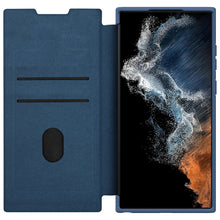 Заредете изображение във визуализатора на галерията – Nillkin Qin Cloth Pro Case Cover for Samsung Galaxy S23 Ultra Cover with Flip Camera Cover blue
